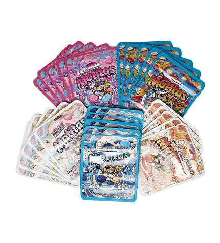 25-Pack 3.5g Thick Sticker Mylar Bags – Premium Resealable Packaging – Colorful Design Collection