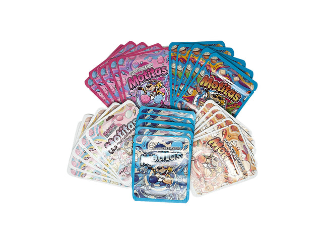 25-Pack 3.5g Thick Sticker Mylar Bags – Premium Resealable Packaging – Colorful Design Collection