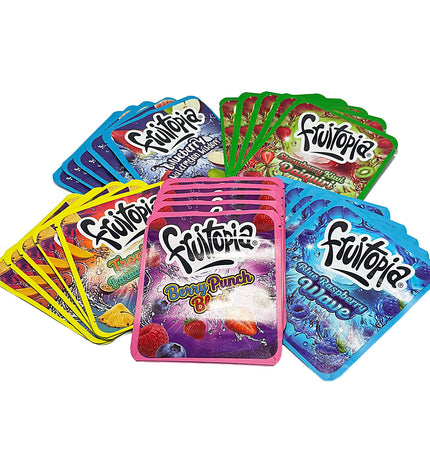 25-Pack 3.5g Thick Sticker Mylar Bags – Premium Resealable Packaging – Fruit Blend Design Collection