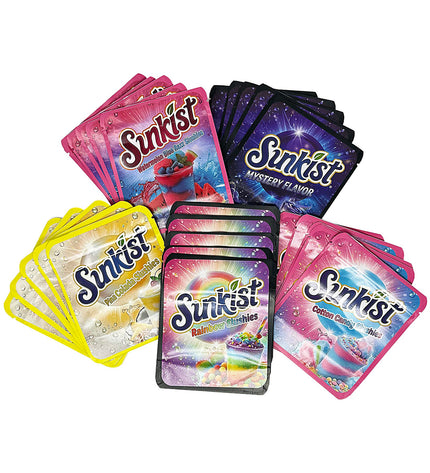 25-Pack 3.5g Thick Sticker Mylar Bags – Premium Resealable Packaging – Citrus Design Collection