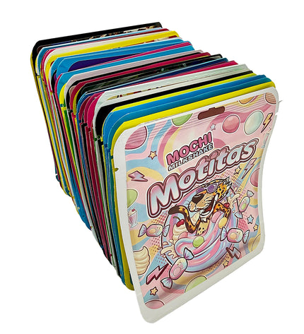 64-Pack 3.5g Thick Sticker Mylar Bags – Premium Resealable Packaging – Assorted Designs