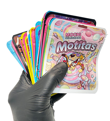 64-Pack 3.5g Thick Sticker Mylar Bags – Premium Resealable Packaging – Assorted Designs