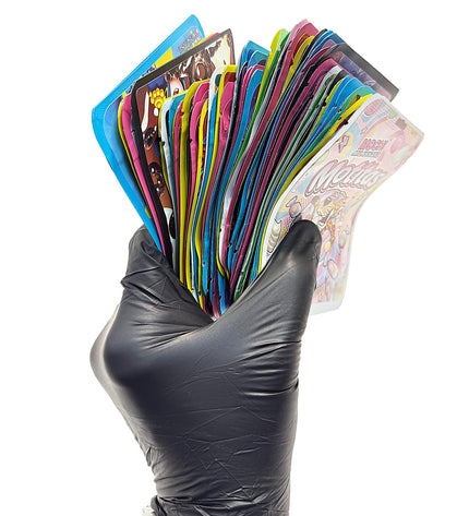 64-Pack 3.5g Thick Sticker Mylar Bags – Premium Resealable Packaging – Assorted Designs