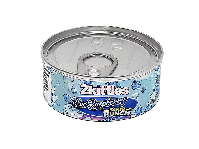 12 Pack 3.5g Zkittles Blue Raspberry Tin Can Storage Containers | Mylar Kings