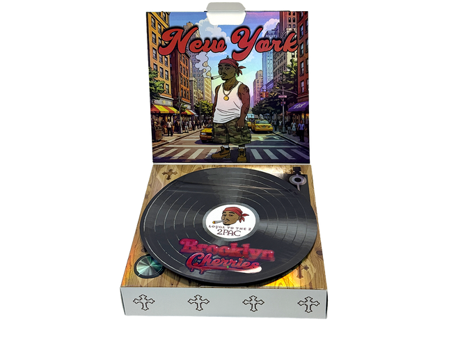 12 Pack 3.5g Vinyl Record Style Mylar Bags – Cherry Design