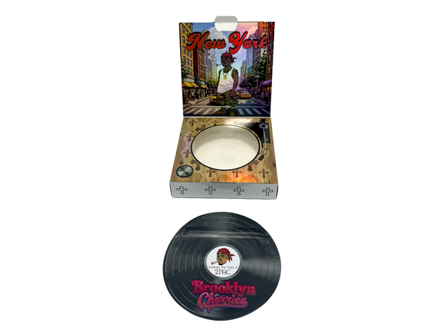 12 Pack 3.5g Vinyl Record Style Mylar Bags – Cherry Design