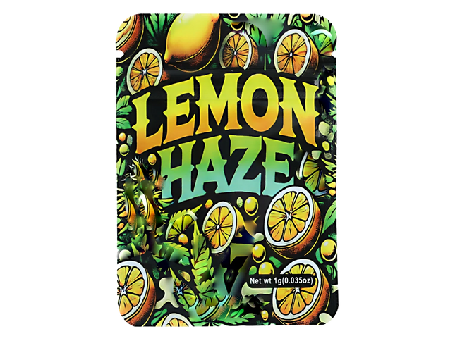 100 Pack 1g Unique Mylar Bags – Lemon Graphic