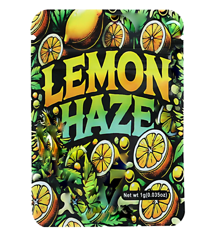100 Pack 1g Unique Mylar Bags – Lemon Graphic