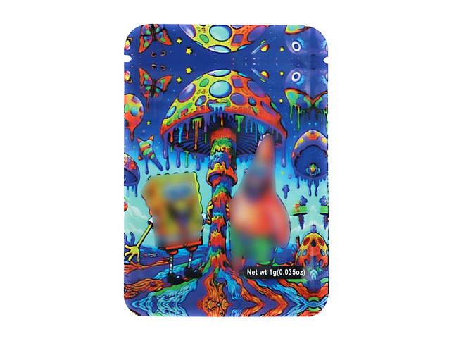 100 Pack 1g Mylar Bags – Sponge Cartoon Duo Graphic