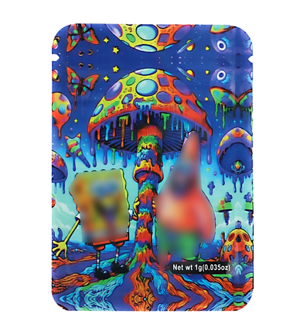 100 Pack 1g Mylar Bags – Sponge Cartoon Duo Graphic