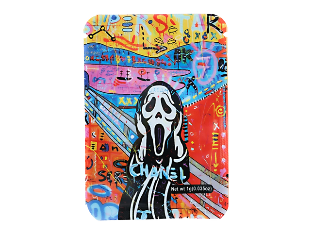 100 Pack 1g Mylar Bags – Luxury Skull Graphic
