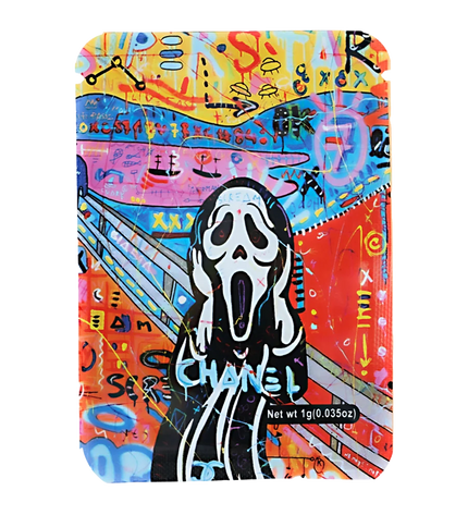 100 Pack 1g Mylar Bags – Luxury Skull Graphic