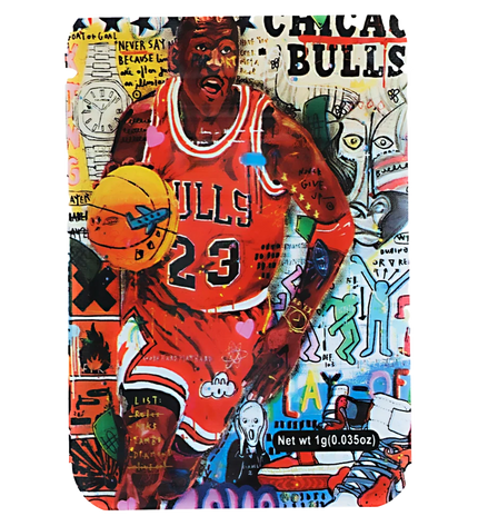 100 Pack 1g Mylar Bags – Basketball Character Graphic