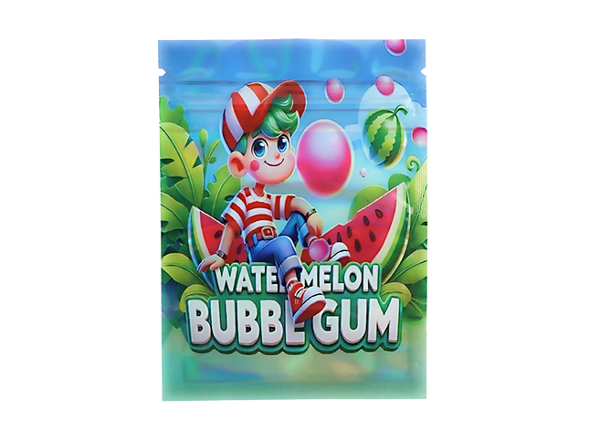 100 Pack 1g Unique Mylar Bags – Watermelon Bubblegum Graphic