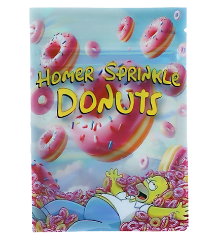 100 Pack 1g Mylar Bags – Sprinkle Donut Graphic