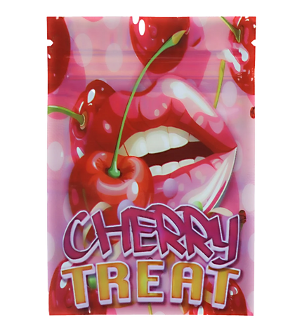 100 Pack 1g Unique Mylar Bags – Cherry Treat Graphic