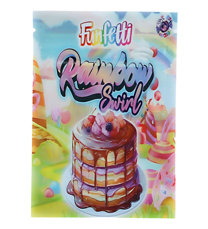 100 Pack 1g Unique Mylar Bags – Rainbow Swirl Graphic