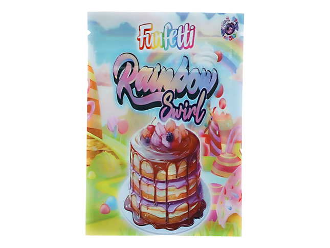 100 Pack 1g Unique Mylar Bags – Rainbow Swirl Graphic