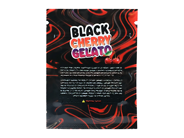 100 Pack 1g Mini Mylar Bags – Black Cherry Graphic