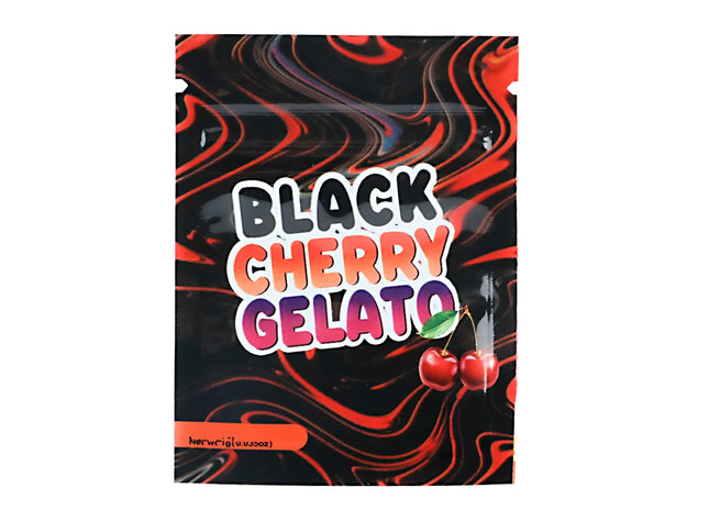 100 Pack 1g Mini Mylar Bags – Black Cherry Graphic