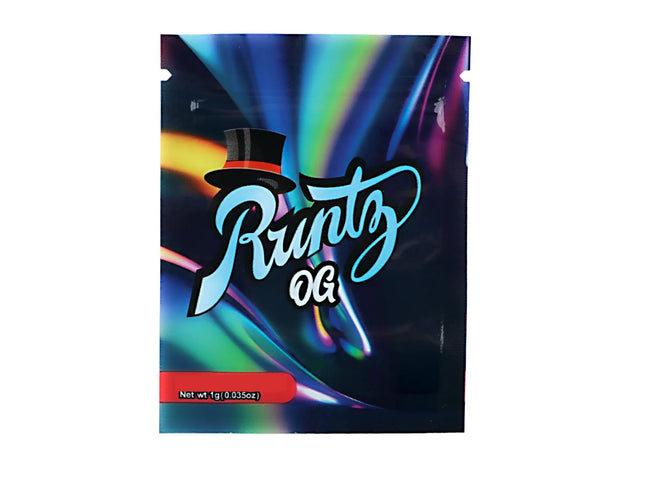100 Pack 1g Mini Mylar Bags – Blue Graphic