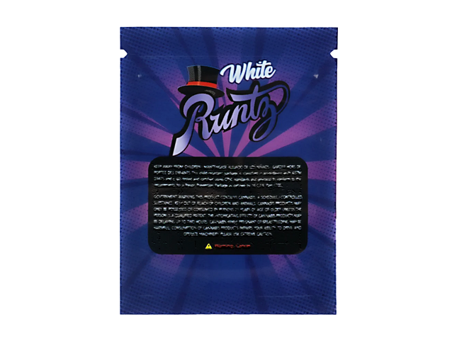 100 Pack 1g Mini Mylar Bags – White Graphic
