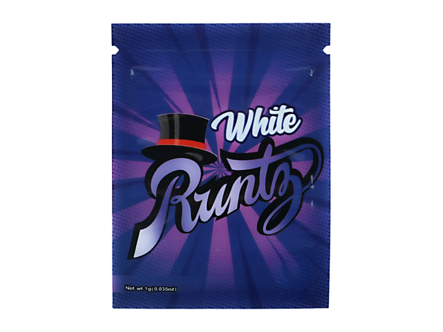 100 Pack 1g Mini Mylar Bags – White Graphic