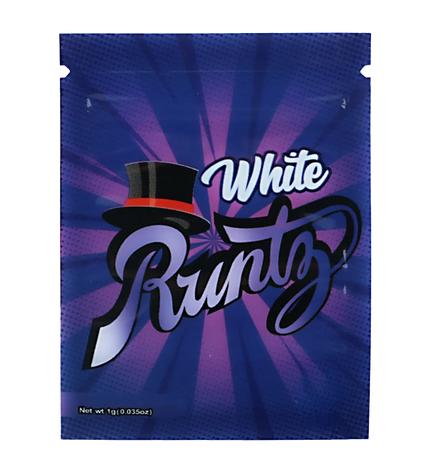 100 Pack 1g Mini Mylar Bags – White Graphic