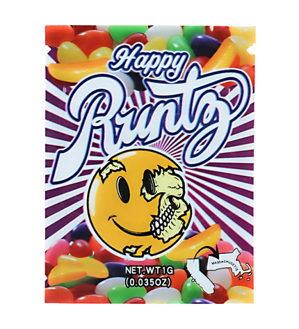 100 Pack 1g Mini Mylar Bags – Happy Character Graphic