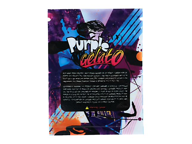 100 Pack 1g Unique Mylar Bags – Purple Dessert Graphic