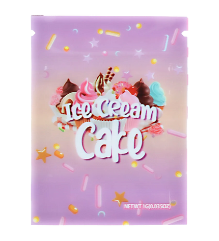 100 Pack 1g Unique Mylar Bags – Ice Cream Cake Graphic