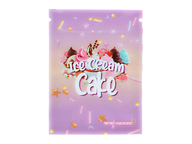 100 Pack 1g Unique Mylar Bags – Ice Cream Cake Graphic