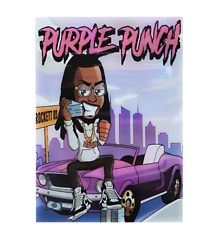 100 Pack 1g Unique Mylar Bags – Purple Graphic