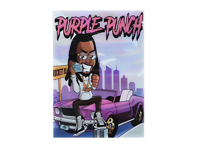 100 Pack 1g Unique Mylar Bags – Purple Graphic