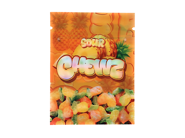 100 Pack 1g Unique Mylar Bags – Sour Candy Graphic