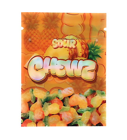 100 Pack 1g Unique Mylar Bags – Sour Candy Graphic