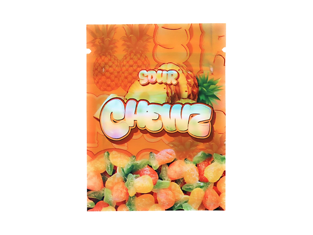 100 Pack 1g Unique Mylar Bags – Sour Candy Graphic