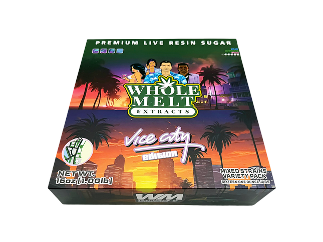Mylar Kings Premium Design Vice City Empty 1oz Glass Glass Storage Jars 16 Pack