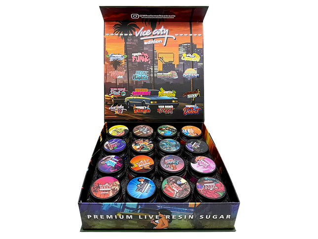 Mylar Kings Premium Design Vice City Empty 1oz Glass Glass Storage Jars 16 Pack